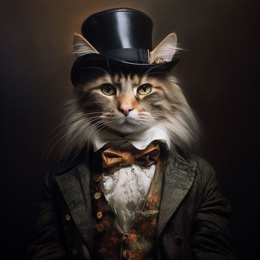Calico cat dressed as a man