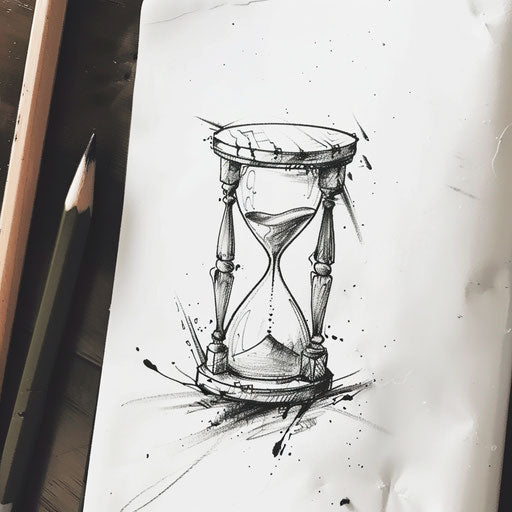 Hourglass with sand running out, representing mortality