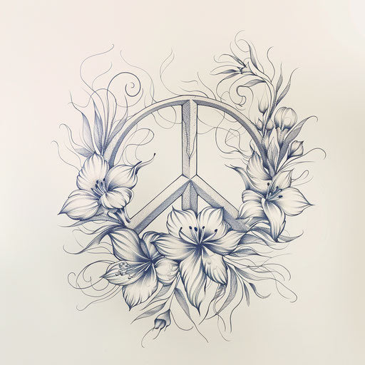 Elegant peace tattoo sketch in monochrome style