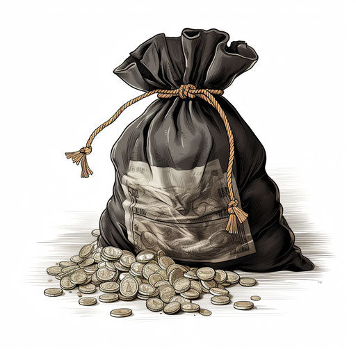 Money Bag Illustration in the Style of Chiaroscuro Art