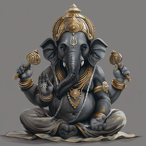 Realistic Ganpati clipart PNG on flat slate grey background
