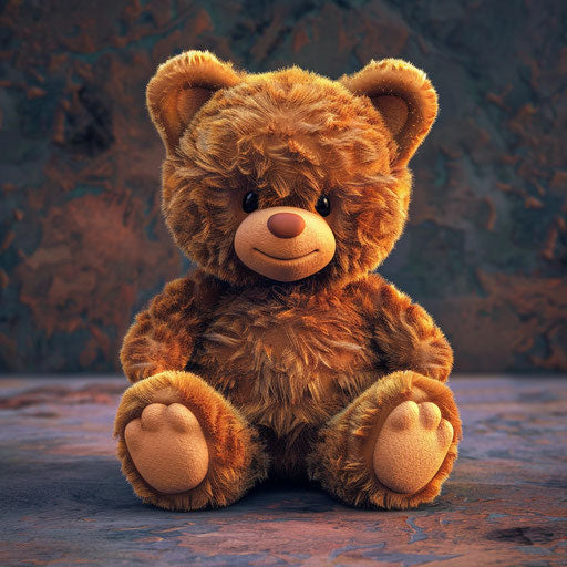 Cute bear clipart in photo realistic style on a flat random background