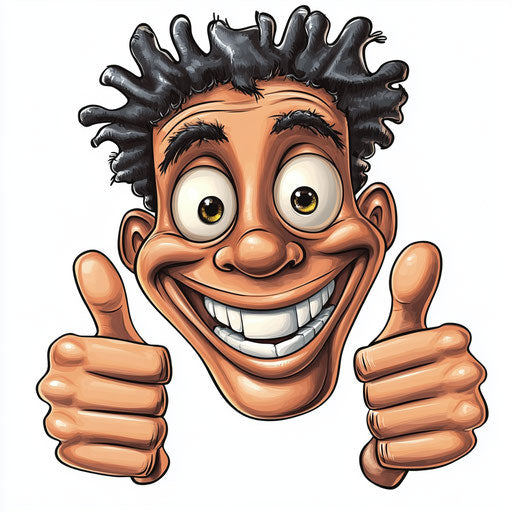 Humorous caricature of a head with human characteristics.