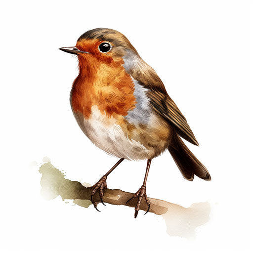 Robin clipart in the style of Chiaroscuro Art, on a white background