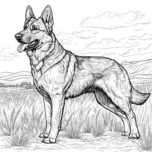 Fun Activities with German Shepherd Coloring Page