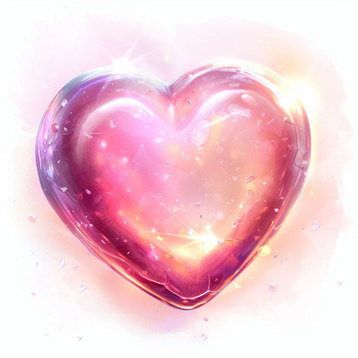 Photo realistic heart clipart with random flat background and ethereal glow