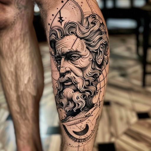 Fraternity tattoos with mystical themes, in the style of David Palumbo