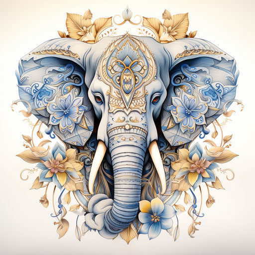 Elephant mandala coloring, wild explosion, lush detailing