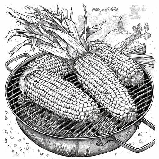Grilled corn on a barbecue