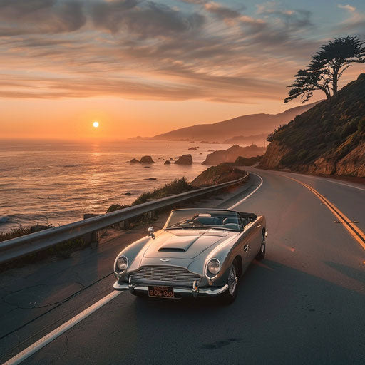 Vintage elegance on the Pacific Coast at sunset
