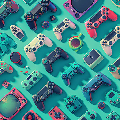 Realistic game clipart with flat background in teal