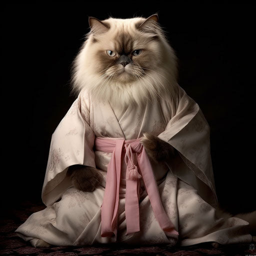 Himalayan cat dressed as a woman