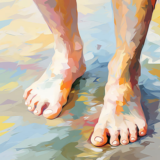 Toes illustration in the style of Impressionistic Art, on white background