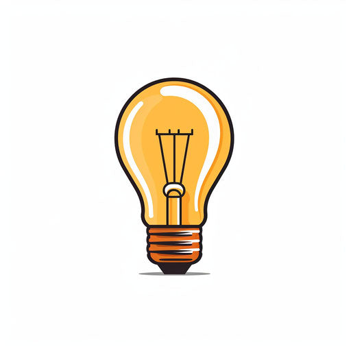 Minimalist lightbulb icon on white background