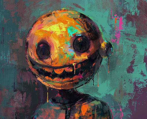 Smiling emoji person in somber style