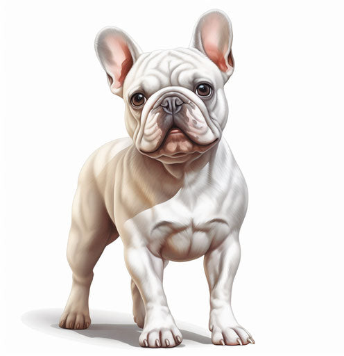 White French bulldog on white background, vector image