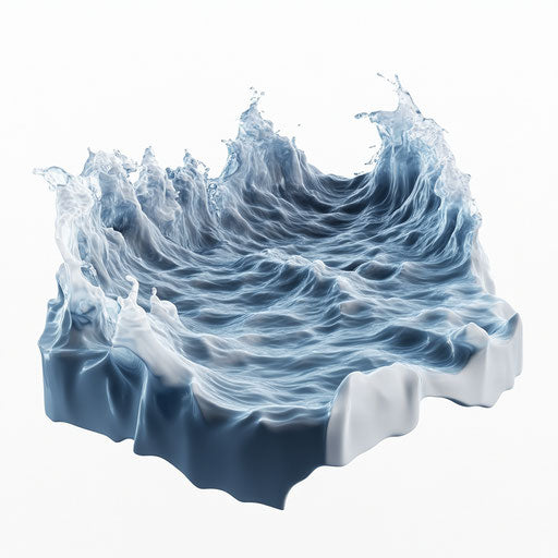 3D water with flat white background, isolated clipart