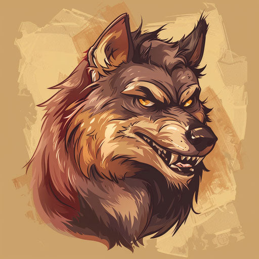 Warm werewolf tattoo sketch in cozy clipart style
