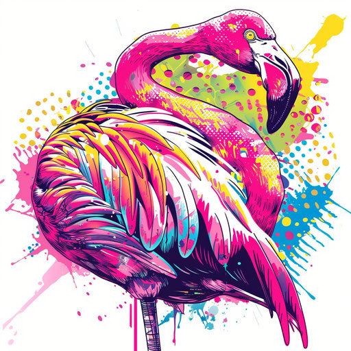Pop art flamingo tattoo design