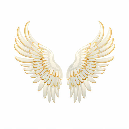 Angel wings in minimalist art on white background