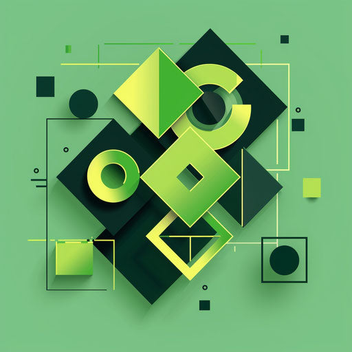 Professional digital marketing logo with geometric shapes on green background