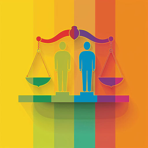Realistic equality clipart with flat random background