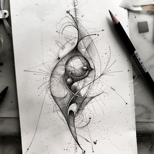 Contemporary flat tattoo sketch of abstract design symbolizing dream flow