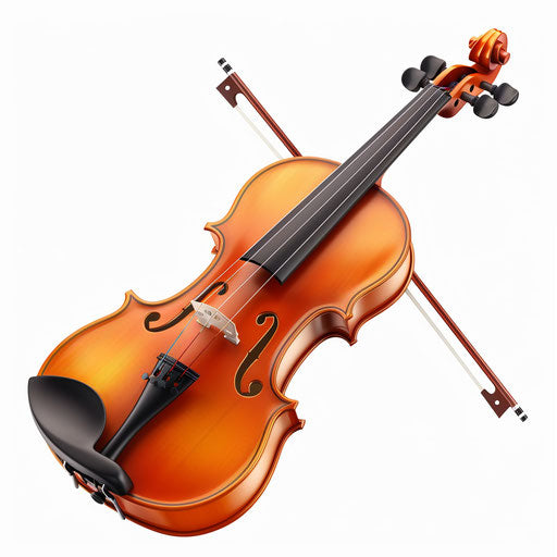 Photo-realistic style violin clipart on flat white background