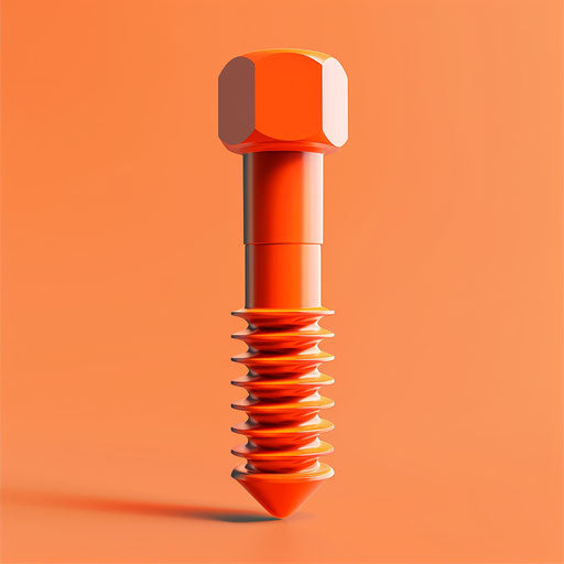 Realistic screw clipart on flat sunset orange background