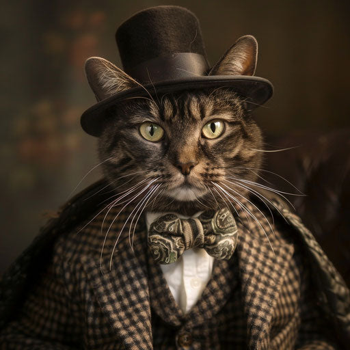 Tortoise cat dressed as a man