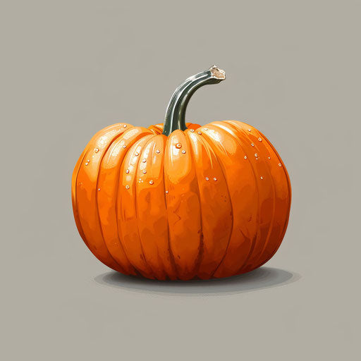 Realistic cute pumpkin on metallic silver background