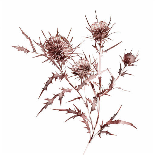 Rustic style small thistle flower tattoo sketch