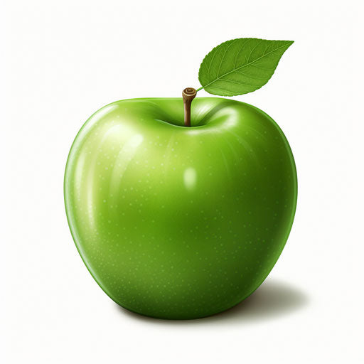 Green apple clipart in the style of Chiaroscuro Art, on a white background