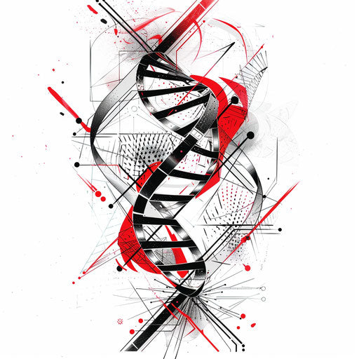 Geometric DNA tattoo sketch in modern clipart style