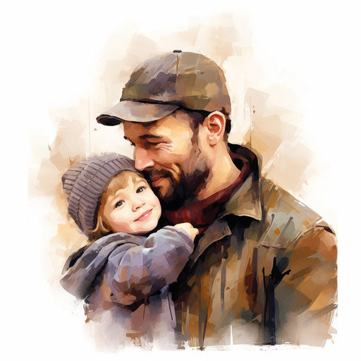 Father's Day artwork in the Oil painting style, on white background