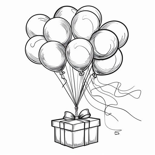 Bunch of balloons on gift box