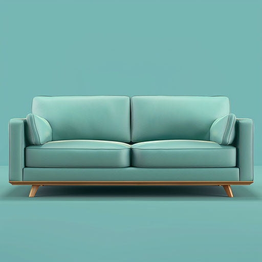Sofa clipart in photo realistic style with flat random background, glossy finish and sharp outlines