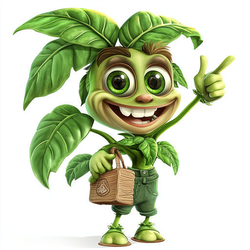 Humorous caricature of a plant clipart with human characteristics