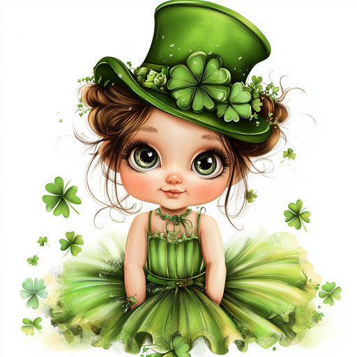 St. Patrick's Day baby girl in green leprechaun hat and tutu