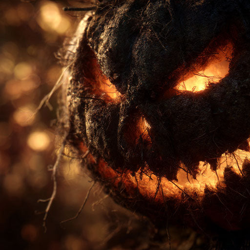 Glowing pumpkin in a Halloween atmosphere