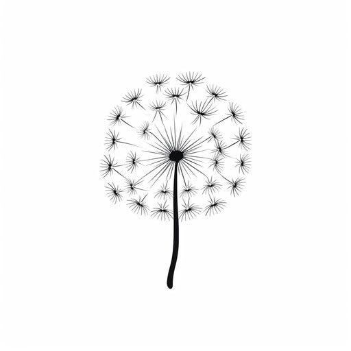 Minimalist dandelion illustration on white background