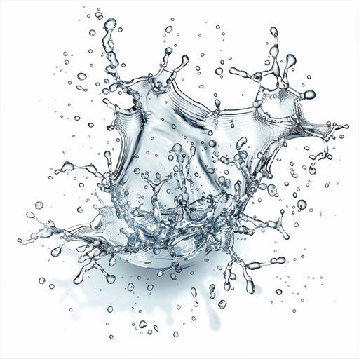 Realistic water splash on flat white background