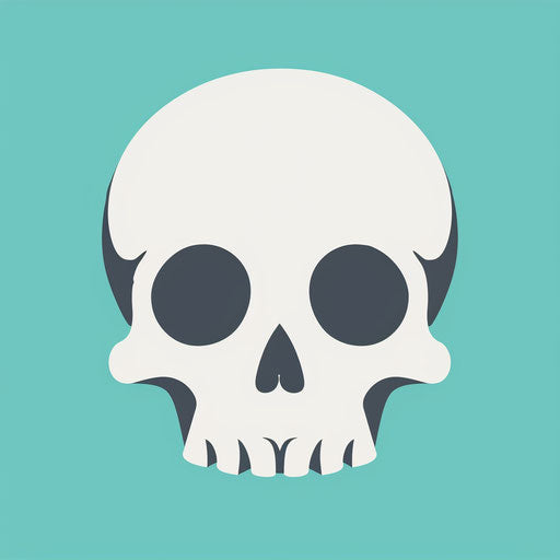 White skull-shaped icon, minimalist style