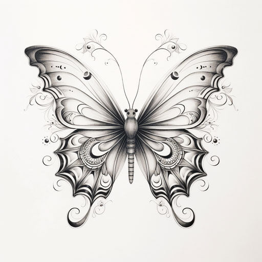 Free butterfly in silver and black, modern aesthetic