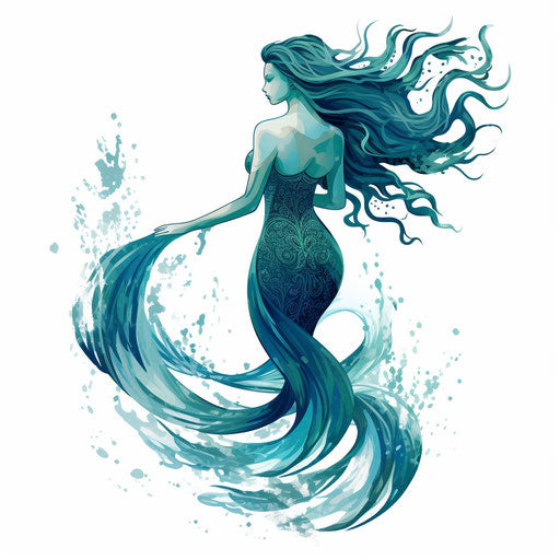 Minimalist mermaid clipart on a white background