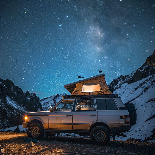 Off-road adventure: Fully equipped Range Rover camping under stars