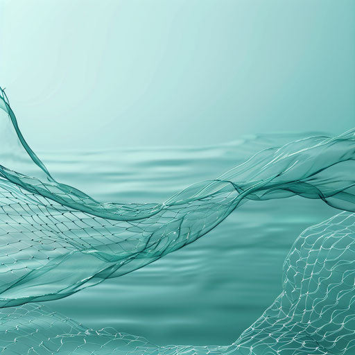 Realistic net clipart on serene aqua background