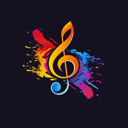 Abstract music logo with creative elements and colorful background