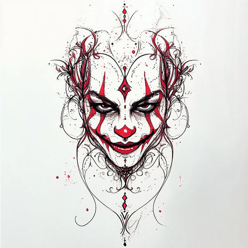 Flat clipart style joker card tattoo sketch