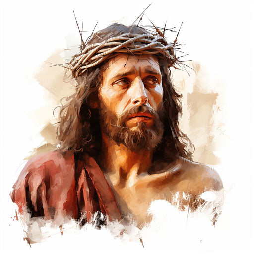 Good Friday depiction in the style of oil painting, on a white background